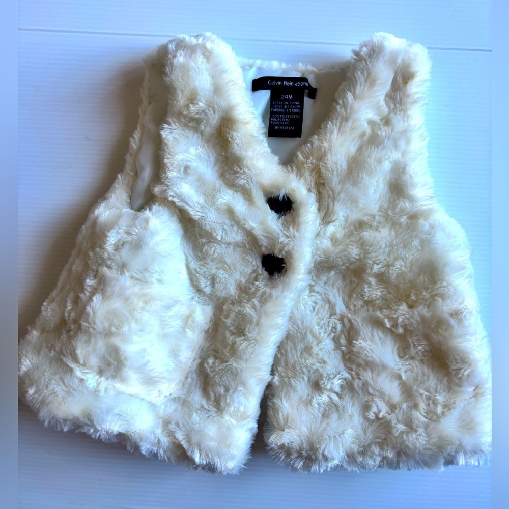 Calvin Klein Baby Girl Faux Fur Vest 24 Months
